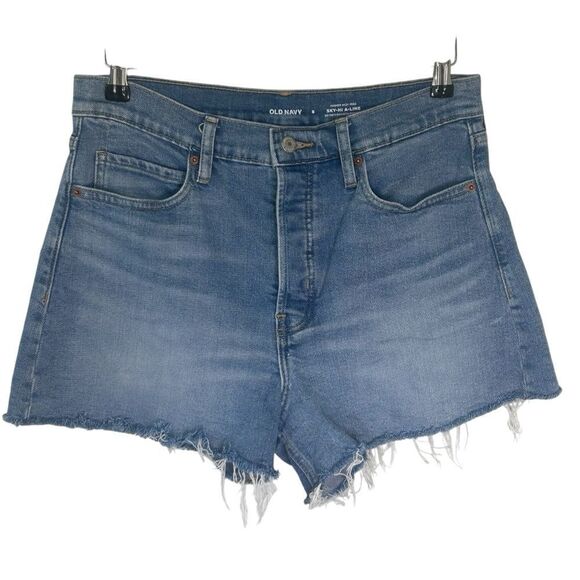 Old Navy sky high A-line denim shorts with smoothing pockets size 8 - Picture 1 of 6